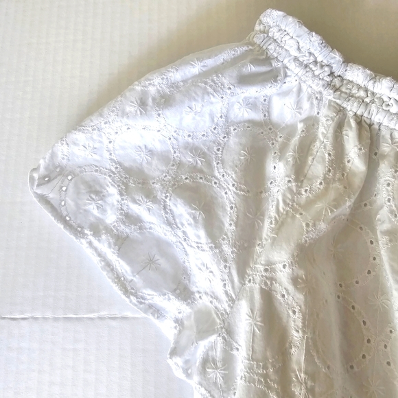 Ellos white eyelet dress size 16 off shoulder shift style lined summer spring - Picture 4 of 9